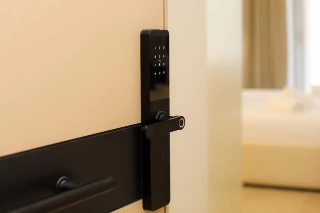 Electronic keypad lock on the front door